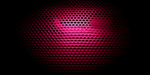 Pink Hexagonal Grid Sphere Illuminated in Dramatic Lighting