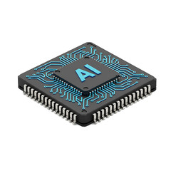 ai artificial intelligence computer processor chip circuit 3d icon illustration render design
