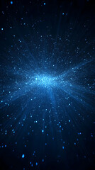 Sticker - Abstract Blue Light Rays Burst with Sparkling Particles Background Design.