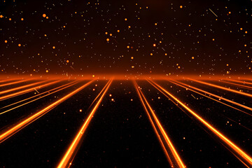 Wall Mural - Abstract Background with Orange Light Trails and Particles Beautifully Dynamically