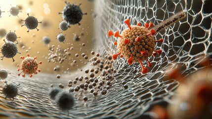 Aufkleber - Examining hmpv virus particles in standard floating environment a detailed rendered image analysis