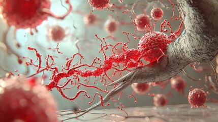Aufkleber - Dramatic artistic rendering of hmpv virus spreading in a microscopic environment digital art conceptualization