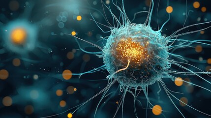 Aufkleber - Visualizing the genetic material of hmpv virus a glowing insight into viral research laboratory scientific illustration microscopic perspective viral genetics