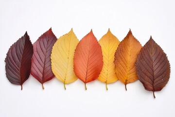 Wall Mural - Autumn Leaves Gradient: Close-up of autumn leaves transitioning from deep red to vibrant orange and yellow