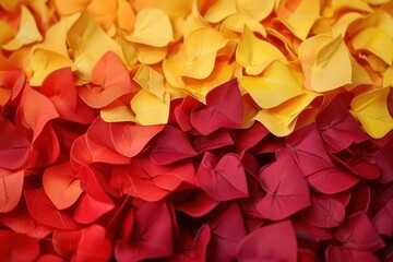 Wall Mural - Autumn Leaves Gradient: Close-up of autumn leaves transitioning from deep red to vibrant orange and yellow