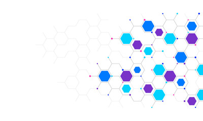 Wall Mural - genetic engineering and molecular structure, hexagon dna network, science chemical and biotechnology