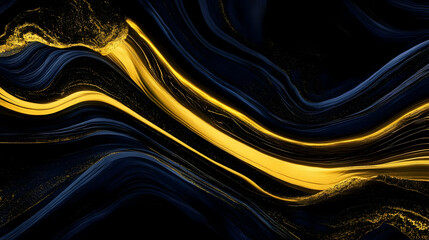 Wall Mural - Abstract Background Flows with Gold and Dark Blue Colors Creates a Luxurious Design.