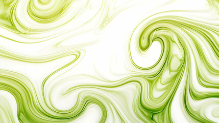 Wall Mural - Abstract Green Swirls Blend Seamlessly with White Background, Creating a Dynamic and Elegant Visual.