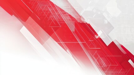 Wall Mural - abstract red and white geometric background.
