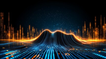Wall Mural - market intelligence competitors surveys concept. abstract digital landscape with glowing lines and p