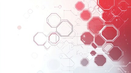 Wall Mural - abstract red and white hexagon technology background.