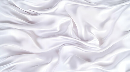 Wall Mural - White Silk Fabric Drapes Elegantly, Creating Soft Folds and Smooth Texture for Luxurious Background