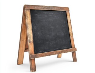 Wall Mural - Blank rustic wooden A-frame chalkboard isolated on white.