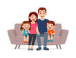 © Colorfuel Studio - happy family sit on sofa for portrait photograph together