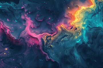 Wall Mural - nebula cloudscape with vibrant colors swirling and mixing, creating a mesmerizing cosmic scene