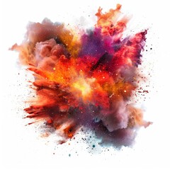 Wall Mural - colorful explosion of powder and particles is creating an abstract universe on white background