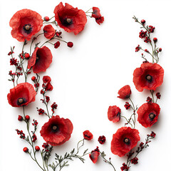 Sticker -  poppy border, isolated on white background