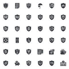 Wall Mural - Insurance service vector icons set