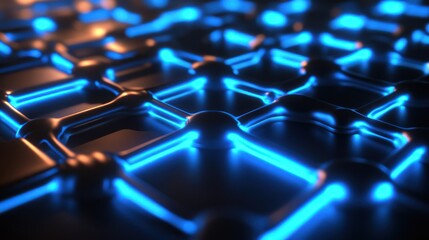 Wall Mural - binary data rendered with luminous blue and glowing edges.