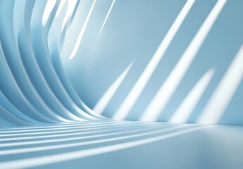 Poster - Abstract light blue curved architectural interior with shadows.