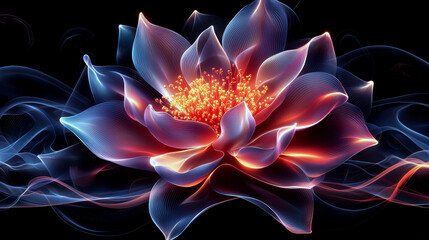 Wall Mural - Luminous Lotus Bloom: An Abstract Floral Masterpiece