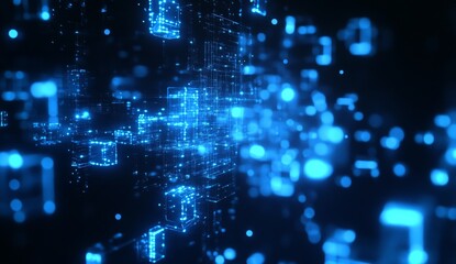 Abstract blue digital data stream.