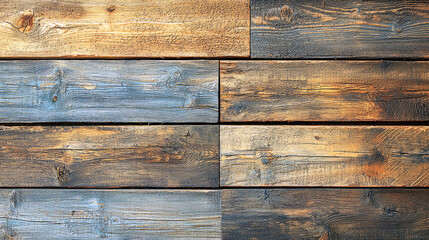 Canvas Print - Rustic Weathered Wooden Wall Texture: Brown, Grey, and Blue Tones