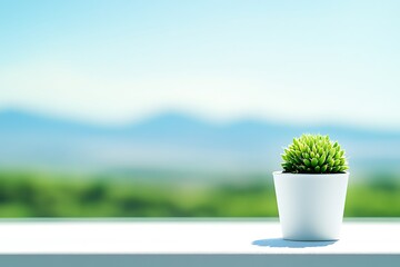 Wall Mural - A Verdant Succulent in a White Pot