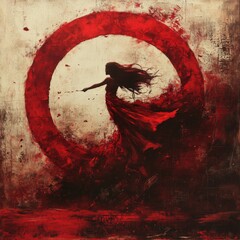 Poster - Crimson arc unleashes floating emotions enchanting artwork gallery dreamlike atmosphere artistic perspective