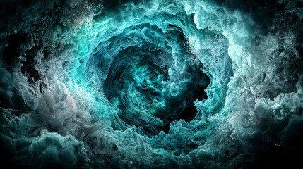 Aufkleber - Mesmerizing teal and blue spiral swirl abstract art digital creation fantasy realm close-up visual serenity