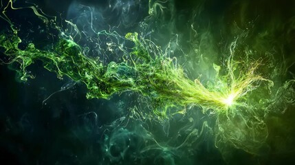 Poster - Dynamic green energy burst abstract art digital visualization colorful environment close-up view mind exploration