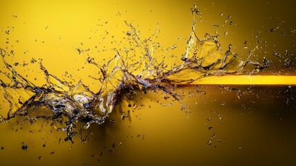 Aufkleber - Dynamic water splash with amber line studio setting abstract art vibrant colors close-up perspective fluid motion concept