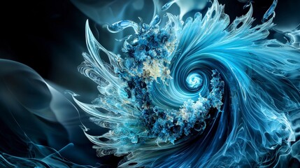 Poster - Aquablue spirals creating endless swirls abstract art digital surreal environment close-up motion and fluidity