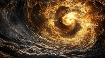 Poster - Golden-brown swirl of power abstract art digital creation mysterious environment dynamic viewpoint endless motion