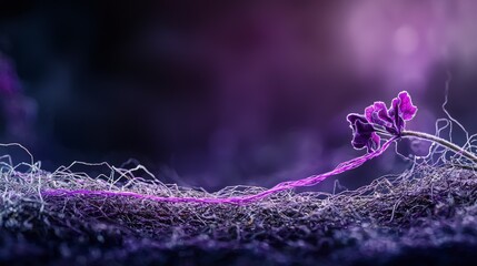 Fototapete - Violet line connecting memories nature abstract art dreamlike environment close-up view conceptual visualization