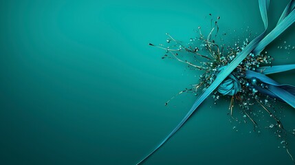 Aufkleber - Floral decor studio a vivid bluegreen line in modern aesthetics - digital art close-up