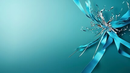 Leinwandbilder - Elegant design studio featuring a vivid bluegreen line and modern graphic art in visual harmony