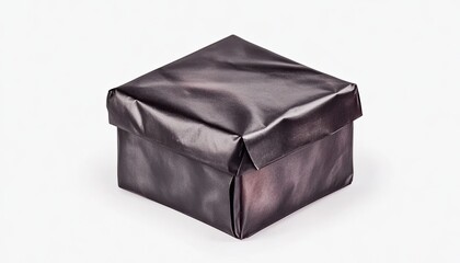 Wall Mural - Elegant black gift box with smooth wrapping placed on a white background, ideal for special occasions