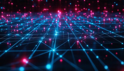 Poster - Abstract network connection, glowing nodes and lines, digital technology background.