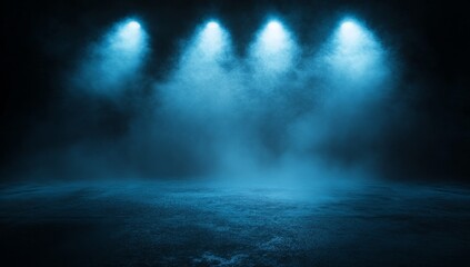 Wall Mural - blue smoky stage lighting.