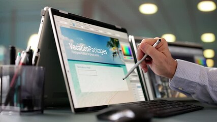Wall Mural - Male Designer Working On Computer