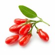 © nsit0108 - Fresh goji berries with leaves are lying on a white background