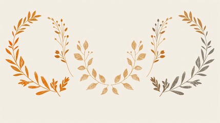 Elegant Laurel Wreaths Flat Vector Illustration