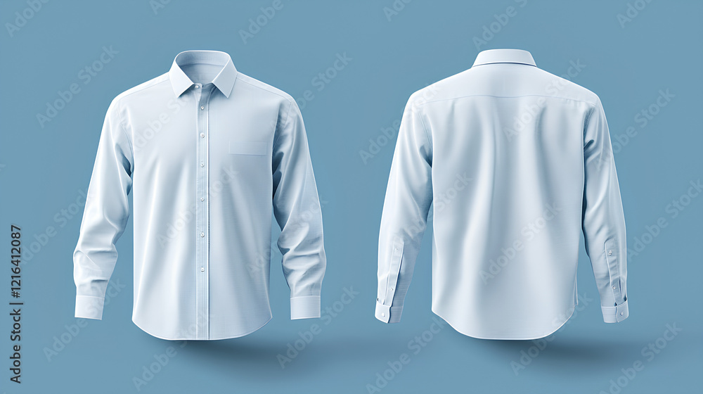 casual or business button up shirt mockup template, front and back view ...