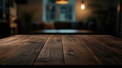 Wall Mural - a wooden table with a light on it