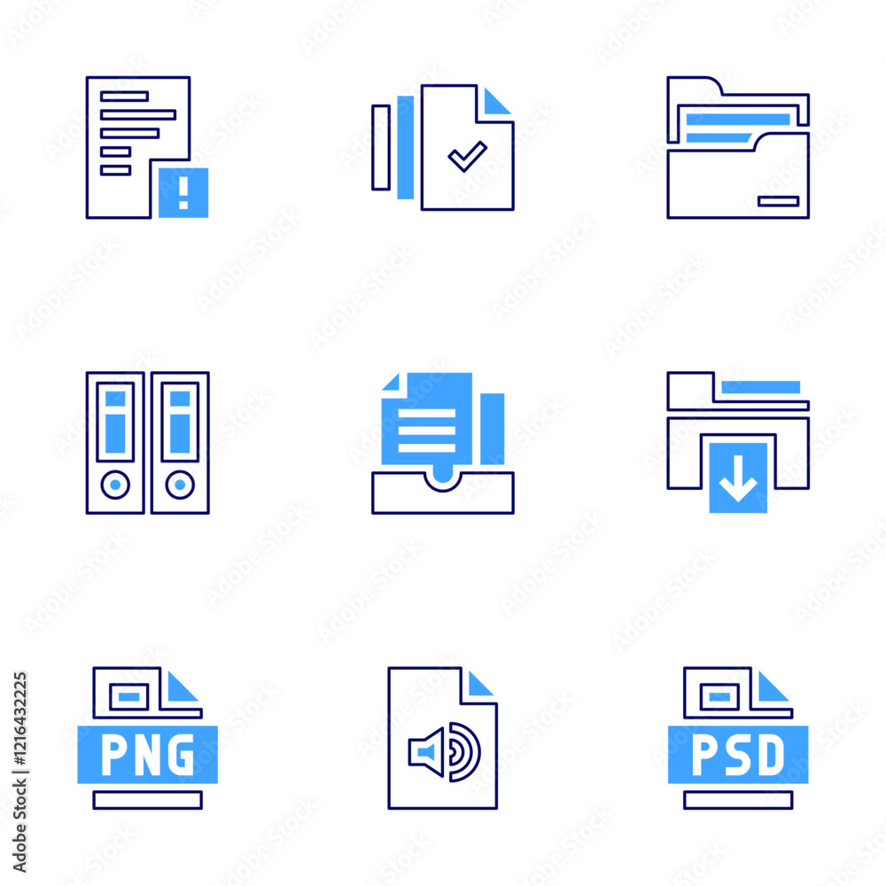 File Icons Set File icon set. Bold line style. Duotone colors. Editable stroke. file ...