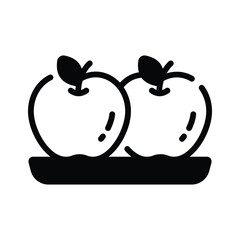 Wall Mural - Minimalistic icon of two fresh apples on a plate