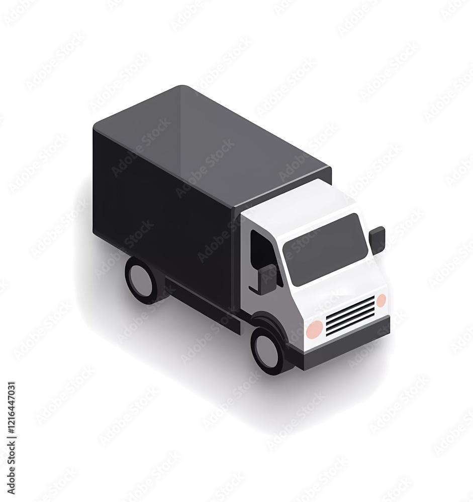 2D vector icon of a delivery truck, simple flat design, white ...