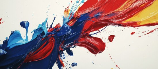 Wall Mural - abstract red, blue, and yellow paint splash.