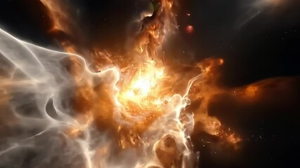 Wall Mural - A mesmerizing display unfolds in the cosmos as fiery bursts illuminate swirling clouds of gas and dust. This celestial spectacle showcases the beauty of starlight amidst the universe's wonders.